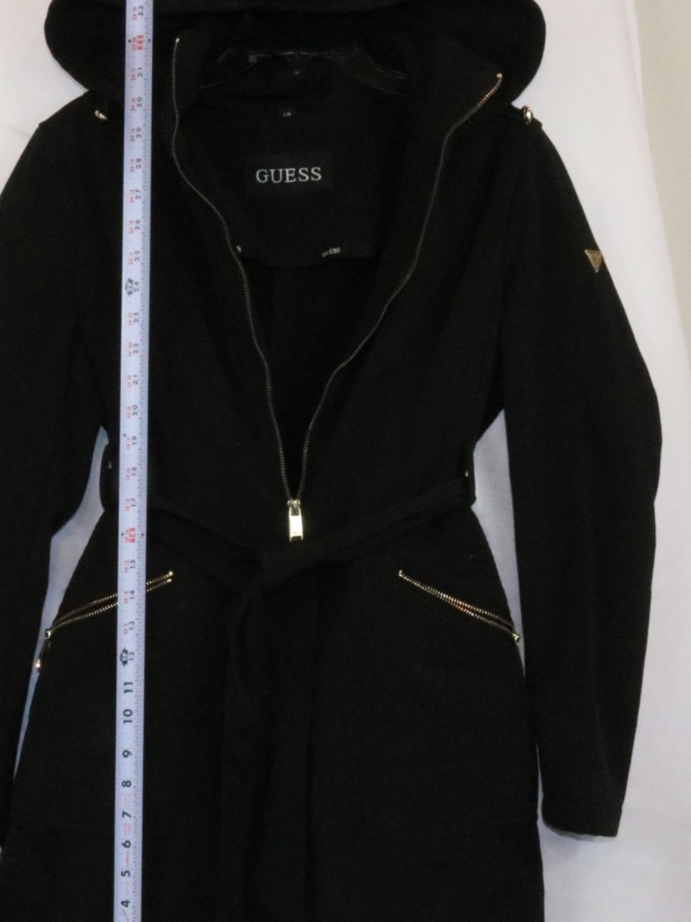 GUESS Women's Softshell Coat with Hood - Large Logoed ,Black. Ex. Condition! - Picture 2 of 11